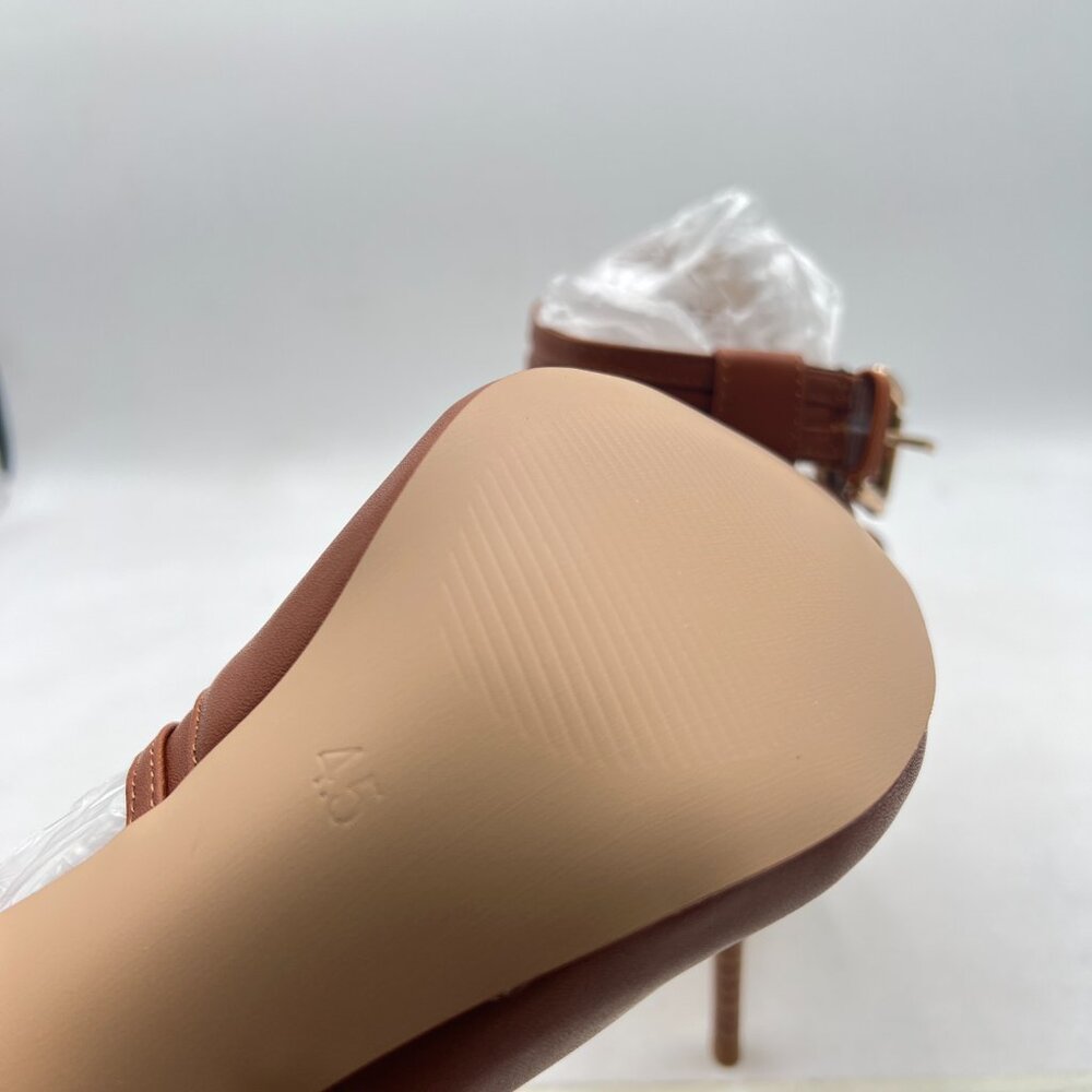 XYD Brown Peep Toe Sandal Ankle Booties Dual Buckled Straps Stiletto Heels Shoes - Picture 6 of 8